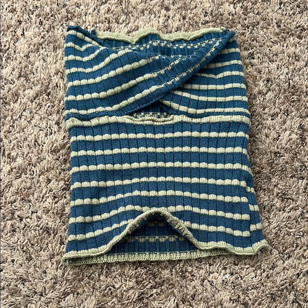 Striped Blue and Green Knit Tube Top